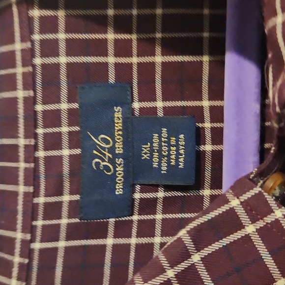 Mens Brooks Brothers 346 Burgundy Plaid Long Sleeve Button Down XXL 100% Cotton - Picture 2 of 4